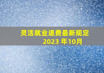 灵活就业退费最新规定 2023 年10月